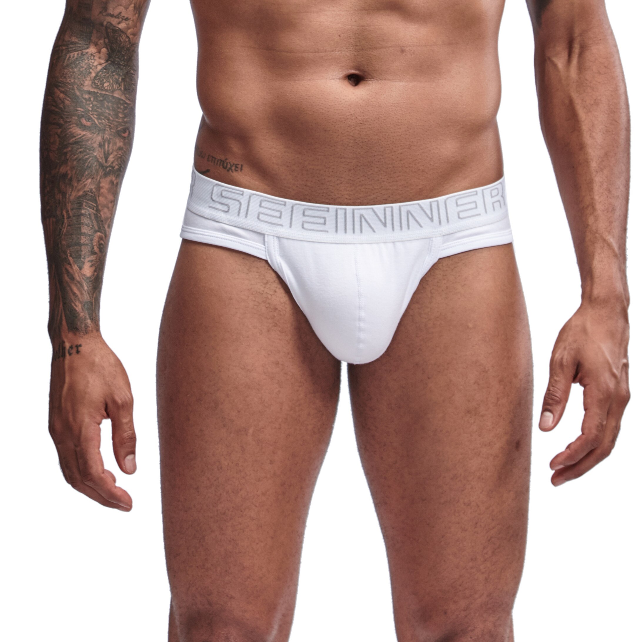 Men-Underwear-Shorts-Slips-Cueca-U-Convex-Sexy-Men-Briefs-Breathable-Mens-Slip-Cueca-Male-Panties 901 Brief Seeinner Algodon - Imagen 1