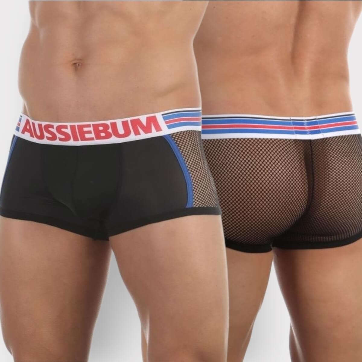 foto-muzhskie-trusy-boksery-chernye-so-vstavkoy-iz-setki-aussiebum (3) 151 Boxer Auss Malla trasera - Imagen 1