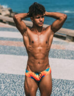 690 Bañador Color Seobean in blue white - Imagen 2